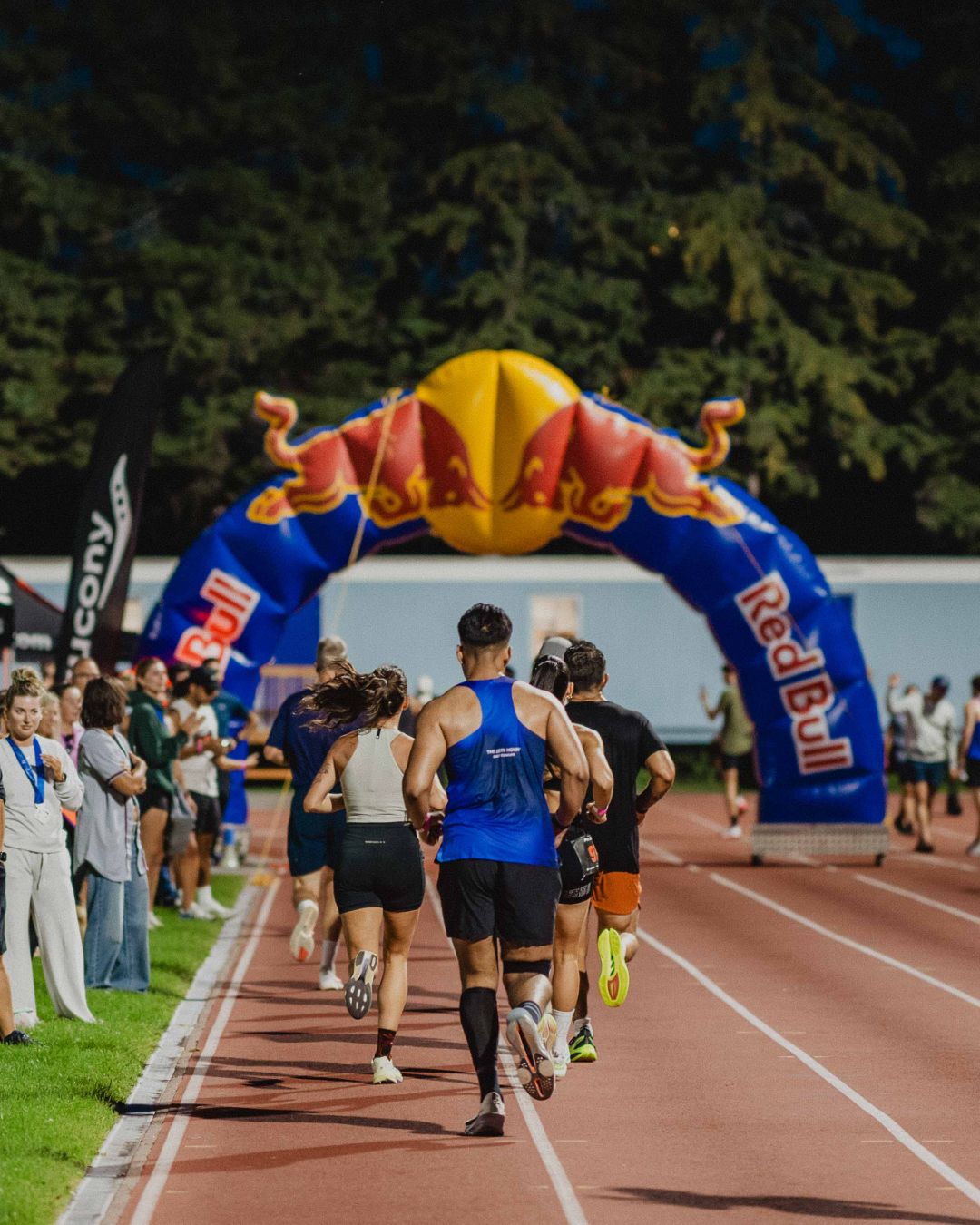 The finish arch at PR Night 2026